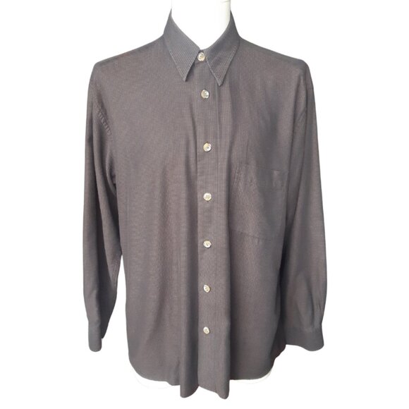 Klauss Boehler Kollektion SZ M Brown & Tan Woven Check Men's Button Up Shirt - Picture 1 of 12